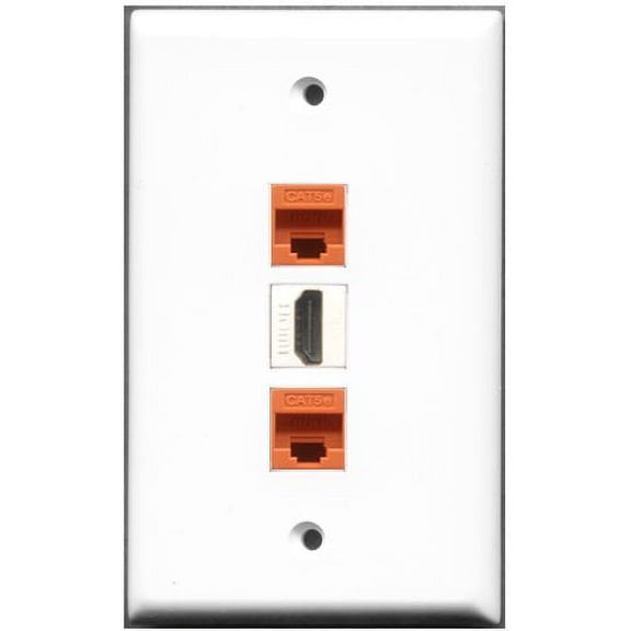 RiteAV - 1 Port HDMI 2 Port Cat5e Ethernet Orange Wall Plate