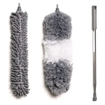 Ceiling Fan Duster with Extension Pole, 7 Ft Long Microfiber Dusters for Cleaning with 2 Brushes for High Ceiling, Cobweb Duster, Walls, Furniture and Home Cleaner