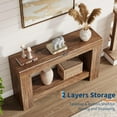 thumbnail image 3 of Table Console à 2 Niveaux pour Entrée, Table d'Appoint Style Ferme pour Salon, Longue Table Console avec Rangement, Table de Couloir avec Étagère de Rangement, Table Rectangulaire derrière Canapé, 3 of 8
