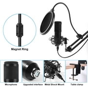 TiokMc USB Podcast Microphone Kit, Professional 192kHz/24Bit Condenser Mic with Scissor Arm, Shock Mount, Pop Filter for PC Recording, YouTube, Streaming
