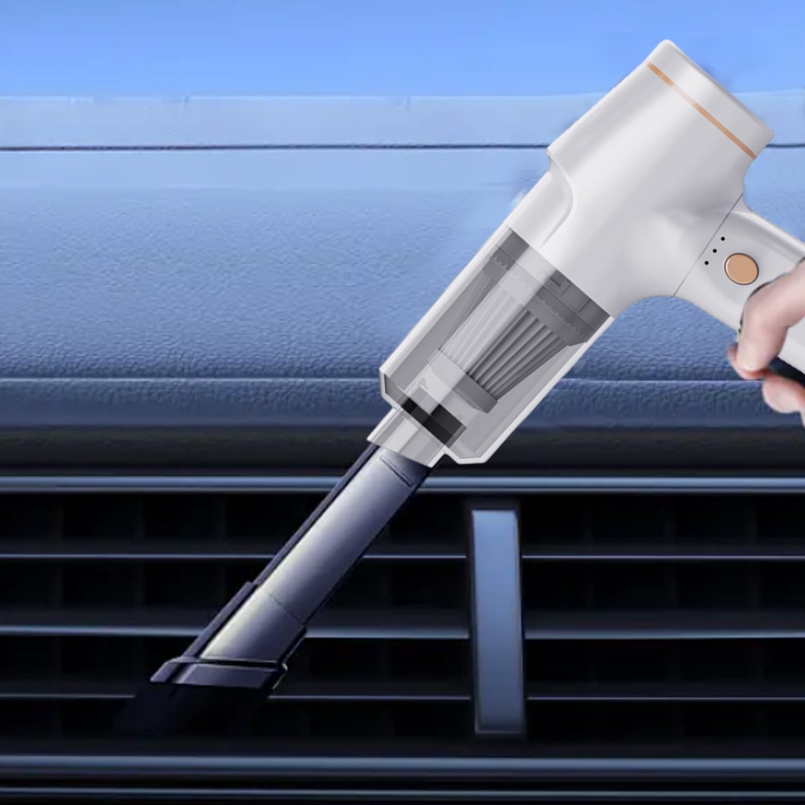 Tuphregyow Cordless Car Vacuum Cleaner - Powerful Suction, Rechargeable, Long-Lasting Battery, Lightweight Handheld Vacuum for Strong and Wireless Cleaning White
