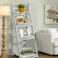 thumbnail image 5 of Hofitlead 4 Tier Ladder Shelf, Wooden Ladder Shelf 4 Tier Bookshelf Rustic Foldable Ladder Shelf Storage Rack for Home Bedroom Office, White, 5 of 9
