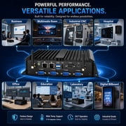Kinupute Industrial Mini PC, Fanless Desktop Computer Core i7-5500U 2.4-3.0GHz, Windows 10 Pro, 8G RAM, 128G SSD, 2xNICs, 6xCOM RS232, 4xUSB 3.0, HDMI/VGA Ports, Auto Power On, Full Metal Case