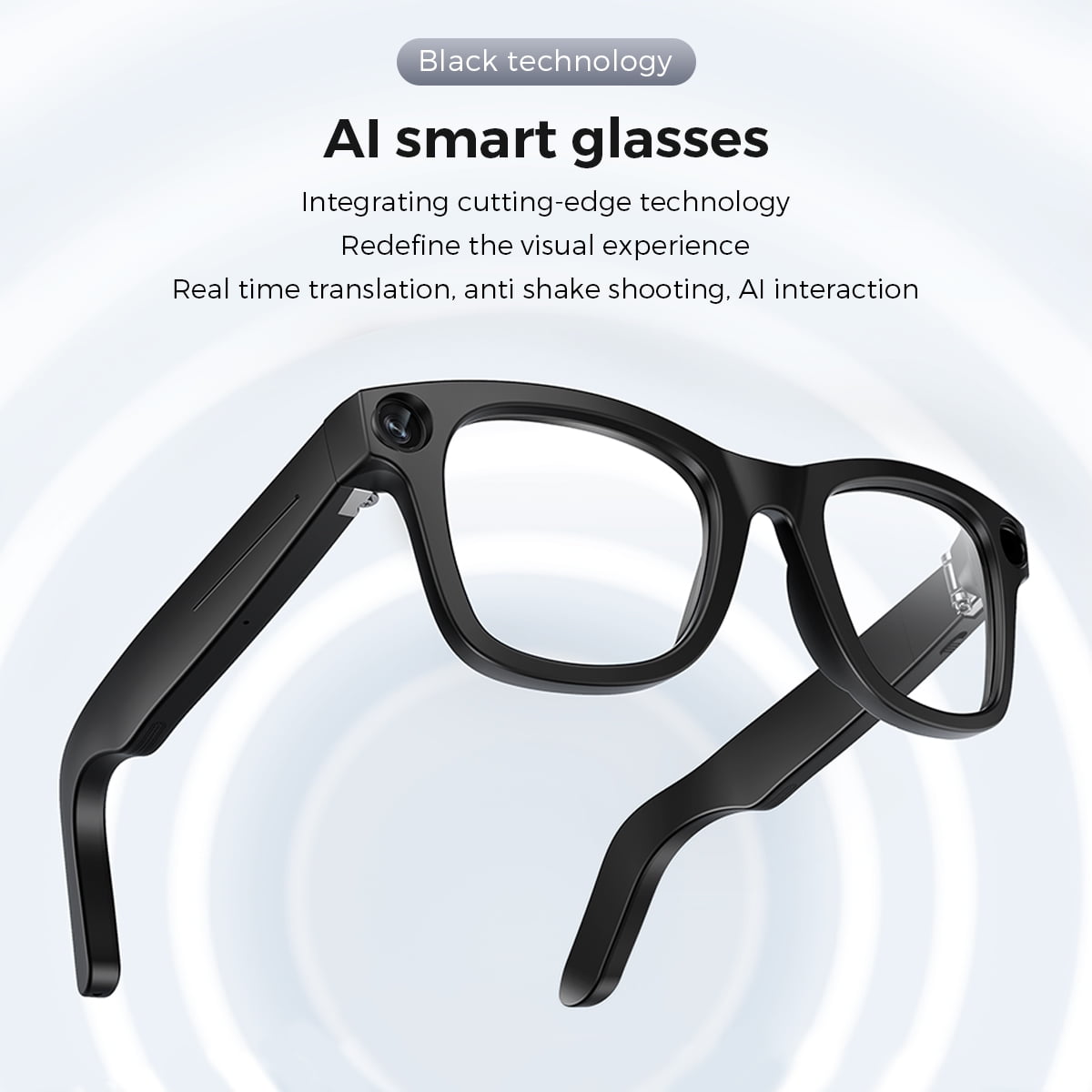 YOFOTO 三生 AI VISION TRAINING GLASSES 視百年 MIRO, iVision6 AI Smart Glasses, One Size, Black with 1080P Camera