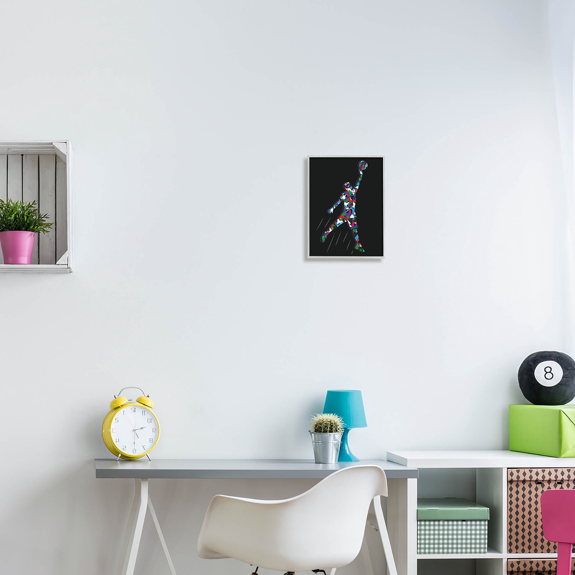 Stupell Industries Basketball Player Abstract Pattern Graphic Art Gray Framed Art Print Wall Art, Design by Arrolynn Weiderhold