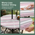thumbnail image 5 of Round Outdoor Tablecloth with Umbrella Hole and Zipper, Pink Grey Stripe Tablecloth with Elastic Waterproof, Minimalist Farmhouse Striped Patio Table Covers for 45" - 54" Picnic Pool Tables, 5 of 9