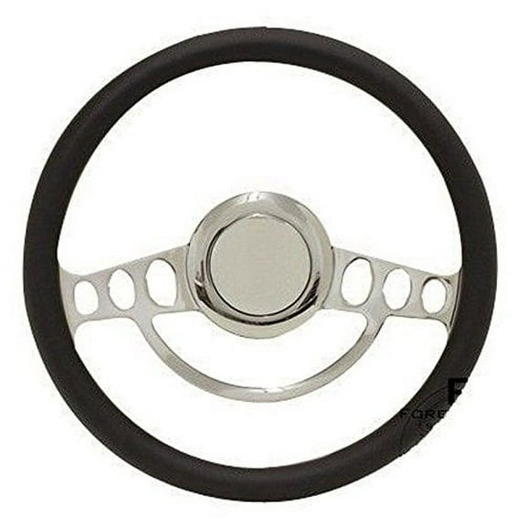 Chrome & Black Steering Wheel w/Full Install Kit for 1968 to1988 Chevy El Camino