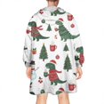 thumbnail image 2 of Wearable Oversized Blanket,White Cartoon Christmas Dinosaurs Sweaters Pattern Wearable Blanket Hoodie for Adults,Cozy Hooded Blankets with Super Pockets,Super Warm Fuzzy Pullover for Women & Men, 2 of 6