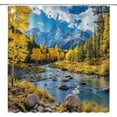 thumbnail image 4 of Mountain Shower Curtain Nature Mountain Forest Landscape Pine Tree Stream Country Park Scenery Polyester Fabric Bathroom Decor Set with Hooks-72"W x 74"L (Pack of 1), 4 of 6