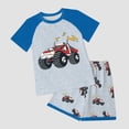 thumbnail image 2 of larppty Toddler & Big Boy 2-Piece Monster Truck Outfit – Raglan Short Sleeve T-Shirt & Shorts Set, Casual Playwear for Kids 2-12Y（Blue， 6-7 Years）, 2 of 4