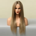 thumbnail image 5 of Long Silky Straight Lace Front Wigs for Women Ombre Brown Blonde Lace Synthetic Wigs Natural Daily Party Use Heat Resistant, 5 of 6