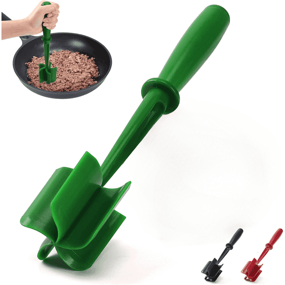 Vruelia Meat Chopper for Ground Beef - Hamburger Chopper Utensil, Nylon Hamburger Chopper Utensil, Masher & Smasher Meat, Non Stick Mix Chopper for Kitchen Tool (Green)