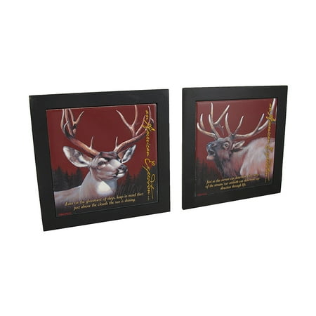 Set Of 2 Elk And Mule Deer Wildlife Wood Framed Ceramic Tile Trivets Set Of 2 Elk And Mule Deer Wildlife Wood Framed Ceramic Tile Trivets