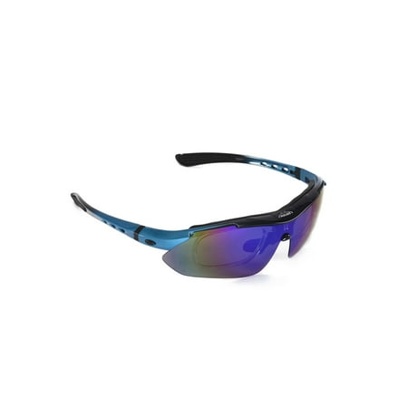 Walleva WSG001-BL Ice Blue Polarized Sunglasses With TR90 Frame, Prescription Lenses Insert, Hat Clip And Removable Arms