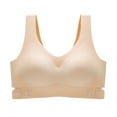 thumbnail image 5 of SMihono Fashion Full Coverage Bra for Women No Underwire Padded Cross Back Front Closure Bralette Comfort Smoothing Yoga Sports Bras Beige L, 5 of 6