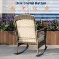 thumbnail image 2 of Silla Mecedora de Ratán – Color Marrón – Cojín Beige – Acero – Resistente a la Intemperie – Jardín o Patio – Exterior, 2 of 6
