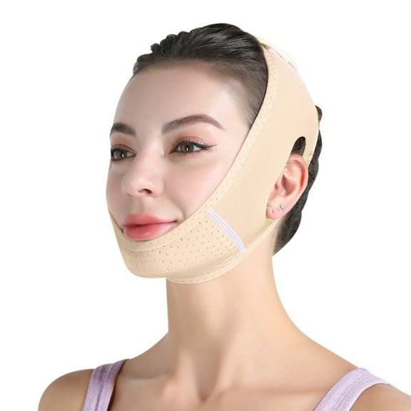 JANGSLNG Women Chin Strap with Adjustable Fastener Tape Soft Breathable Double Chin Reducer Beauty Face Sculpting Bandage