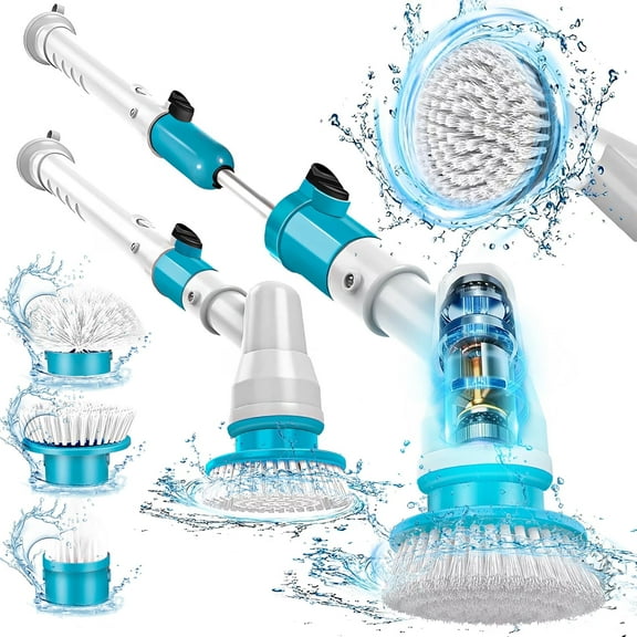 Fixdono Electric Spin Scrubber, Power Shower Brush for Cleaning with 3 Replaceable Brush Heads, Portable Electric Scrubber Bathtub Brush for Cleaning for Bathroom