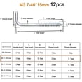thumbnail image 3 of 12pcs Square Bend Hooks,M3.7-40x15mm Self-Tapping L Shape Right Angle Wall Hook for Hang Display Medal Jewelry, Zinc Plated, 3 of 8