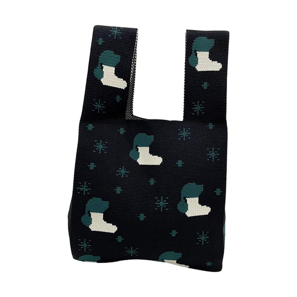 Bolso de hombro navideño, bolso de mano de punto para mujer, bolso de señora, bolsos de moda grandes negro
