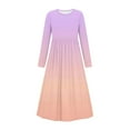 thumbnail image 4 of fnnxnal Big Girls' Purple Long Sleeve Ombre Maxi Dress - Smocked Waist, With Pockets, 9-10T, Soft Stretch, Machine Washable, 4 of 6