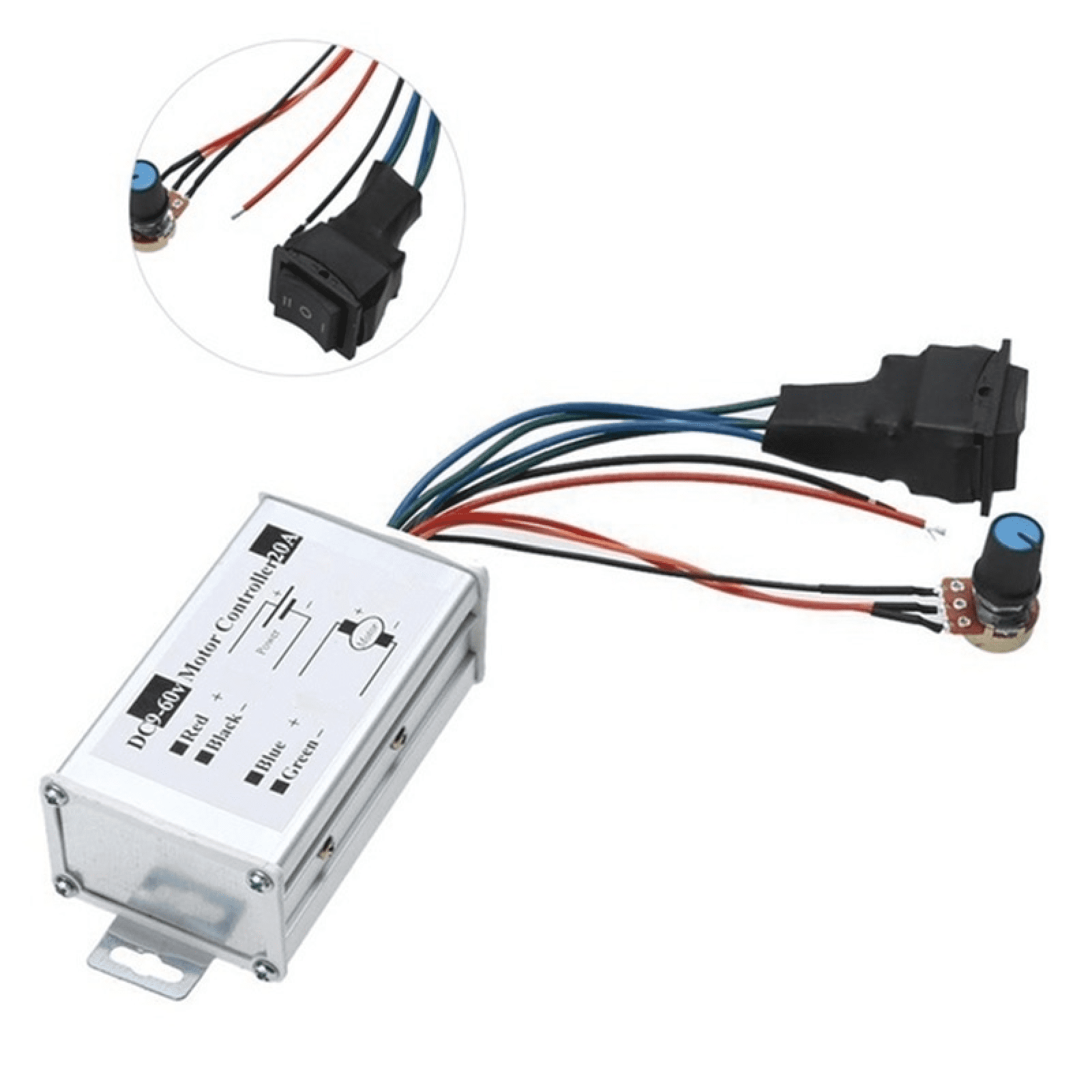PWM Motor Speed Regulator Controller Switch DC 9V-60V 20A Potentiometer Durable 