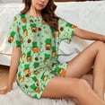thumbnail image 4 of Honeii St. Patrick's day for Women's Summer Pajama Set ,Soft Short Sleeve Shirt & Matching Bottoms,Loungewear,2PCS Sleepwear Relaxed Home Wear-X-Large, 4 of 6