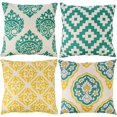 thumbnail image 1 of Juego de 4 fundas de almohada de 45 x 45 cm, fundas para cojines de lino y algodón, funda de cojín elegante para decoración de sala de estar y dormitorio, 1 of 1
