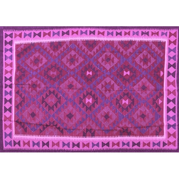 Ahgly Company Indoor Rectangle Oriental Purple Traditional Area Rugs, 2' x 3'