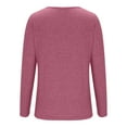 thumbnail image 7 of WREESH Womens Fashion Slim T-Shirts V Neck Solid Color Pullover Long Sleeve Tops Keeping Warm Outing Tops Blouse Pink, 7 of 7