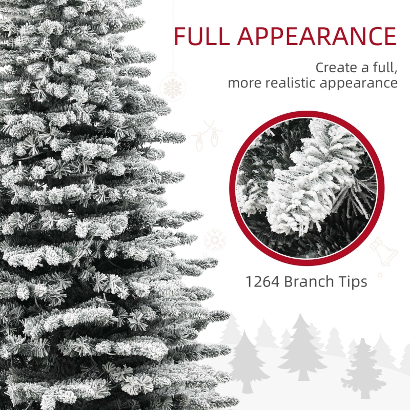 Alvantor Christmas Tree Pre-Lit Flocked with 500 LED Lights 51.2"x51.2"x90" 7.5ft Green