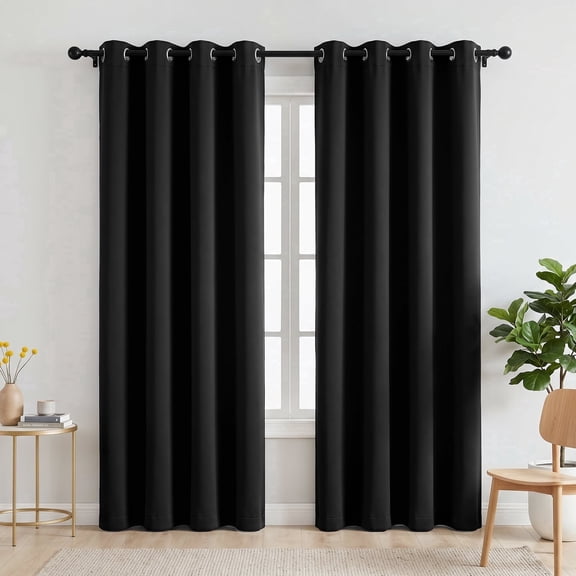 Blackout Curtains, 52 x 84 inch Black Curtains Set of 2 Panels, Thermal Insulated Room Darkening Curtains for Bedroom, Privacy Protection
