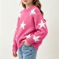 thumbnail image 3 of CYRBOKO Girls Sweaters, Pullover Long Sleeve Loose Fit Winter Warm Knitted Tops for Girls Hot Pink Size 6-8 T, 3 of 6