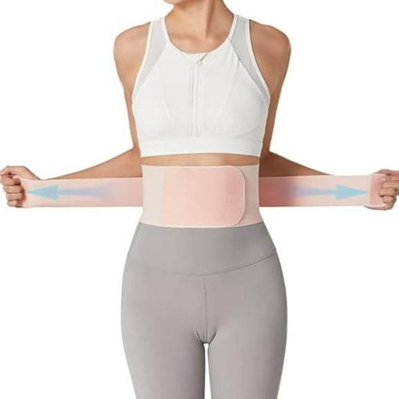 Ultra Thin Back Brace for Lower Back, Breathable Lightweight Back Brace for Women & Men (Pink, X-Large)