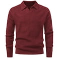 thumbnail image 2 of Men's Long Sleeve Collared V Neck Knit Sweater Textured Classic Fit Pullover, 2 of 10