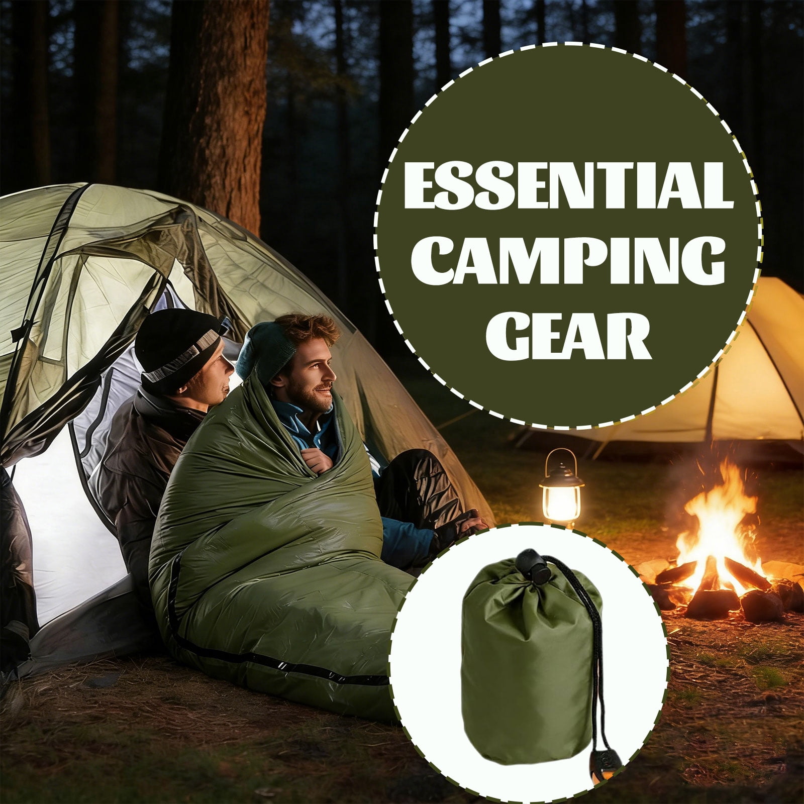 2-Pack Blanket, Sleeping Bag, Emergency Sleeping Bag Survival, Waterproof, Compact Lightweight, Emergency Mat for Survival Kit Car Camping Gear Hiking Go (2, Green)