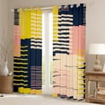 thumbnail image 2 of Vintage Mid Century Blackout Curtains Retro Minimalism Curtains & Drapes Hippie Watercolor Curtains Pink Beige Navy Ombre Black Out Curtains, Geometric Stripe Patchwork Window Drapes Abstract Decor, 2 of 6