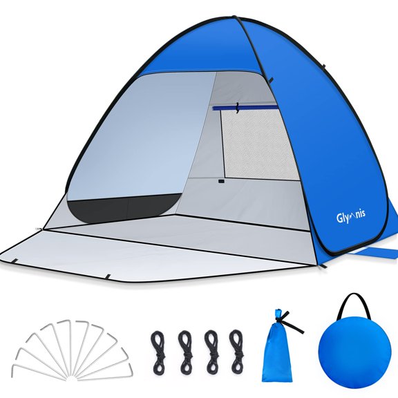 Carpa de playa plegable Glymnis, tamaño L, 220 x 190 x 130 cm, UPF 50+
