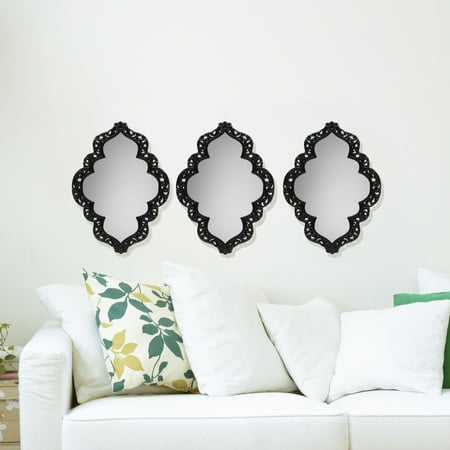Elements Set of 3 12 Inch Black Sweetheart Wall Mirrors