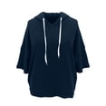 thumbnail image 4 of Women Hoodies Relaxed Bat Sleeve Hooded Sweatshirt with Drawstring Pullover for Spring Summer Fall Women Sweatshirt White Jacket, 4 of 5