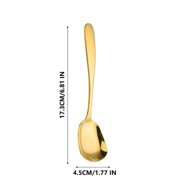 Stainless Steel Spoon | Flat Bottom & Thickened Design for Stirring & Scooping | Household & Kitchen Dining Utensil for Cooking & Serving