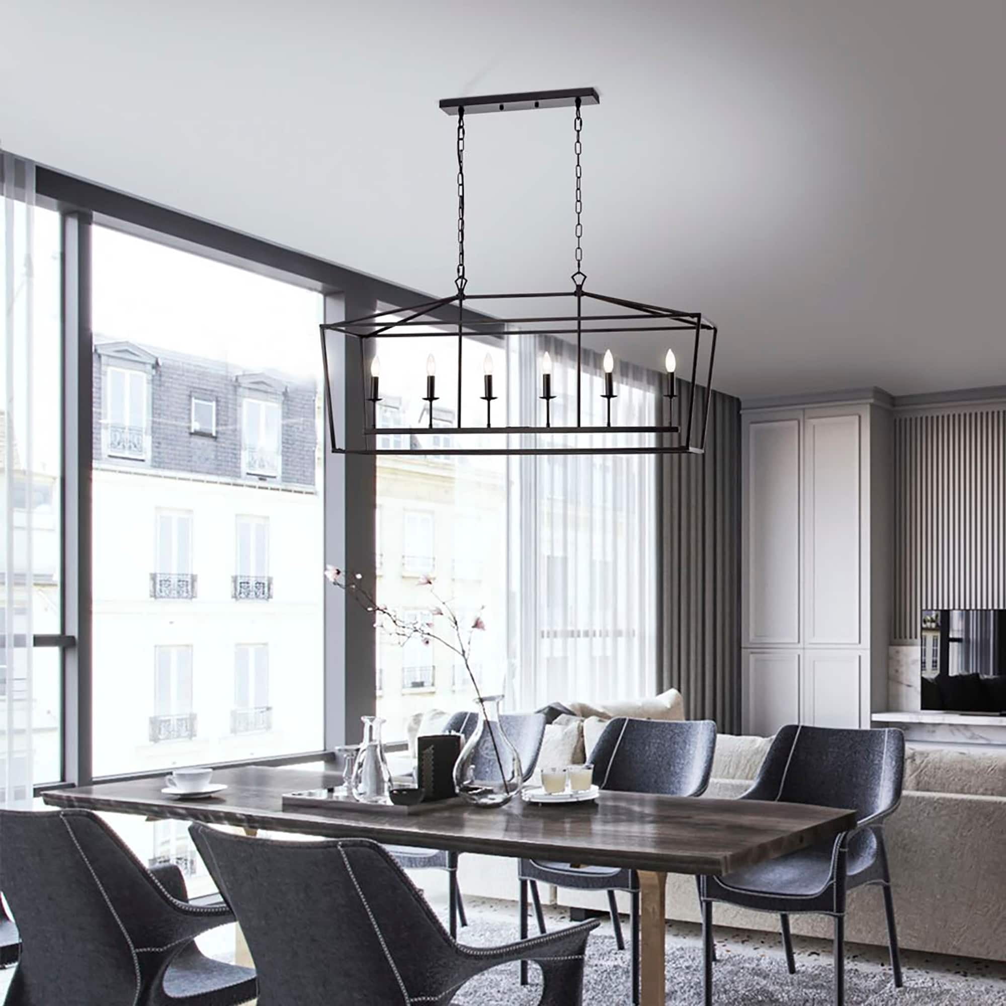 Warehouse of Tiffany PD007/6MB Jayce 22.8 in. 6-Light Indoor Matte Black Finish Chandelier with Light Kit