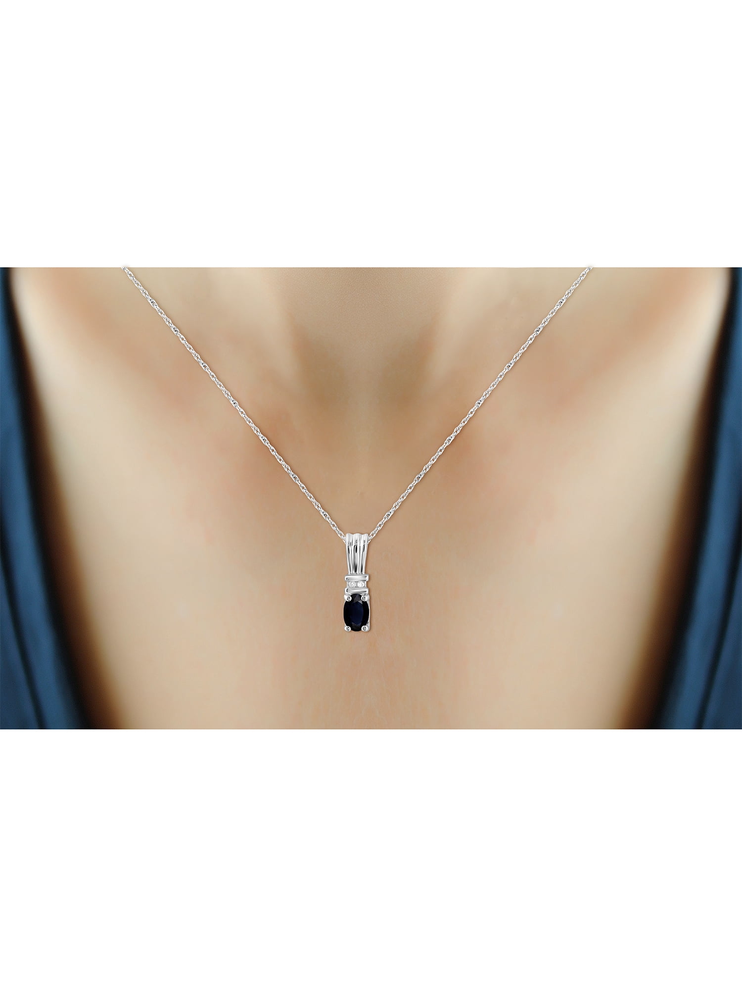 JewelersClub 1/2 Carat T.G.W. Sapphire And White Diamond Accent Sterling Silver Women's Pendant, 18"
