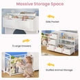 thumbnail image 5 of Low Loft Bed Twin Size with 5 Storage Drawers, Bookcase, LED Lights and Stuffed Animal Organizer, Metal Loft Bed with 13" H Safety Guardrail, Inclined Ladder and Under-Bed Play Space, White, 5 of 9
