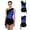 Royal Blue, variant on iiniim Women's Rhinestone Color Block Lyrical Ballet Leotard Bodysuit Ruched Skirt Figure Skating Dancewear Orange M