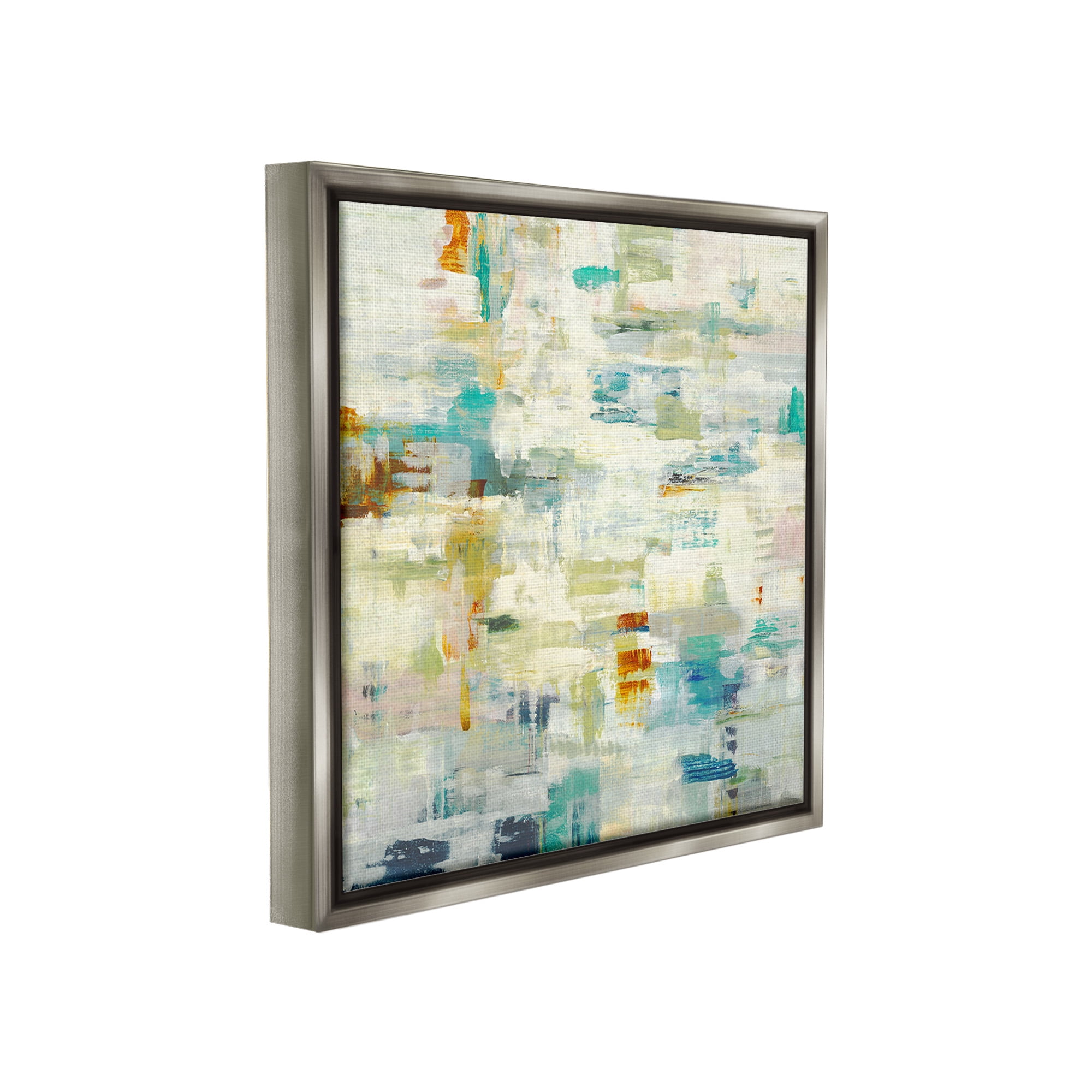 Stupell Industries Complex Abstract Pattern Abstract Painting Gray Floater Framed Canvas Art Print Wall Art, 18 x 18