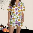 thumbnail image 6 of Tnhcen Women's Halloween Spider Web Pajama Set 2-Piece Collared Button Up Top Elastic Shorts Comfortable Sleepwear S-2XL White, 6 of 8