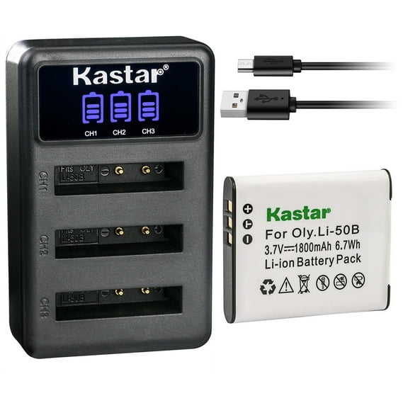 Kastar 1 Pack Battery and LCD Triple USB Charger Compatible with Kodak LB-050 LB-052 Battery, PixPro FZ151, Kodak PixPro FZ152, Pixpro FZ201,Pixpro SL10 Smart Lens,Pixpro SL25 Smart Lens,Pixpro SPZ1