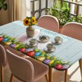 thumbnail image 3 of Easter Table Cloths for 5 Foot Rectangle Tables, Wooden Bunny Colorful Eggs Spring Floral Farmhouse Patio Waterproof Elastic Fitted Tablecloths, Washable Rectangular Table Cover for Camping, 3 of 8