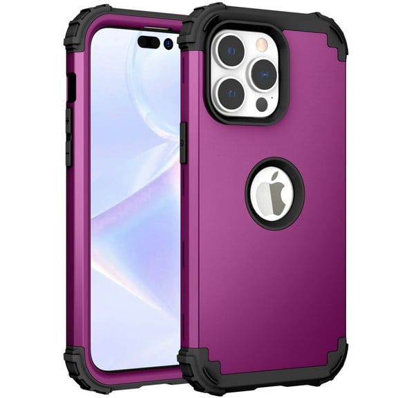 Mantto Compatible with iPhone 13 Pro 6.1 inch Case, Heavy Duty 3 in 1 Shockproof Hybrid Hard PC Soft Rubber Bumper Drop Protective Girls Women Phone Cover for iPhone 13 Pro 6.1 inch, Purple